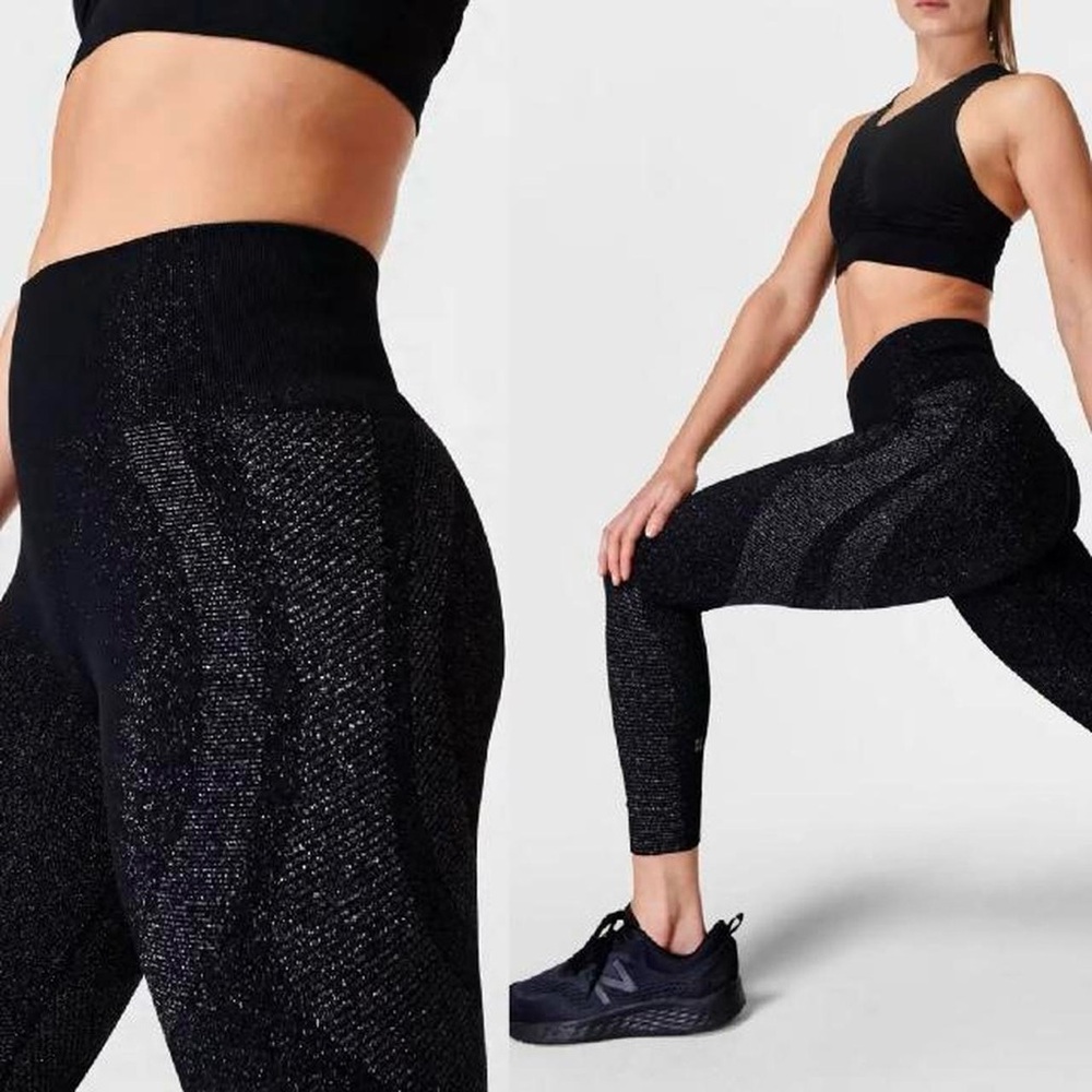 Sweaty Betty black Spark Seamless 7/8 workout leggings size XL